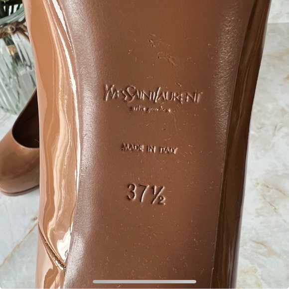 GUC YSL Nude Patent Leather Tribtoo Pumps size 37.5 Women - Picture 3 of 3